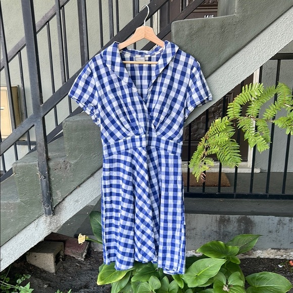 eShakti Gingham Check Cotton Belted Shirtdress Size 1x/18 Cottagecore Spring - Picture 1 of 5